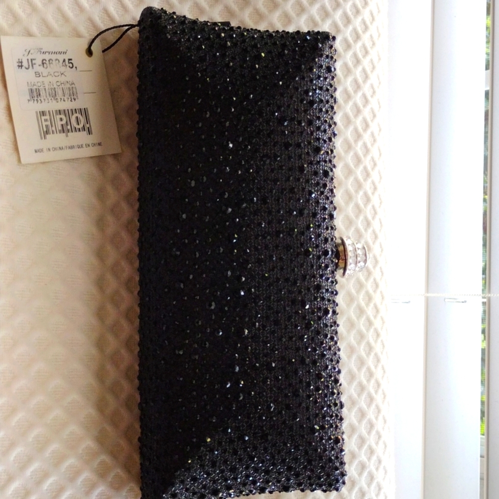 J Furmani Designer collection black clutch evening purse